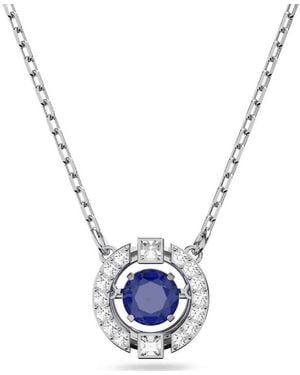 Swarovski Ladies Rhodium Plated Sparkling Dance Necklace - Blue