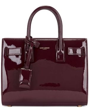 Saint Laurent Patent Leather Sac De Jour Bag - Red