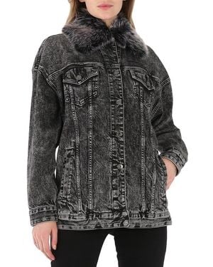 Michael Kors Ladies Acid-Wash Denim Jacket - Black