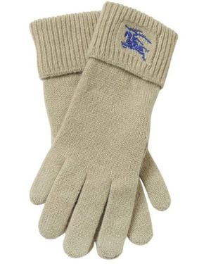 Burberry Ribbed Cuffs Cashmere Gloves - Green