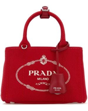 Prada Red Canvas Mini Jardinière Handbag
