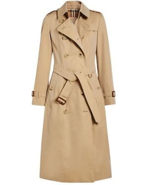 Burberry The Long Chelsea Heritage Belted Trench Coat, Brand Size 8 Us - Natural