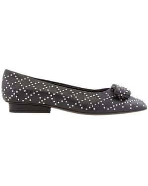 Ferragamo Viva Embellished Ballet Flats - Black