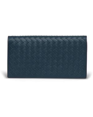 Bottega Veneta Intrecciato Long Leather Wallet - Blue