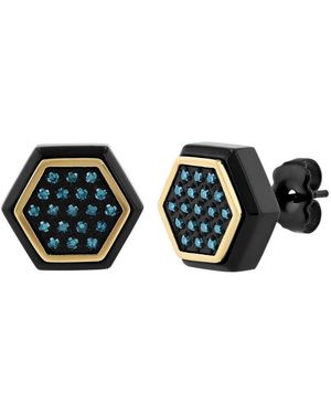 Robert Alton 1 /5Ctw Diamond Stainless Steel With & Finish Hexagon Stud Earrings - Black