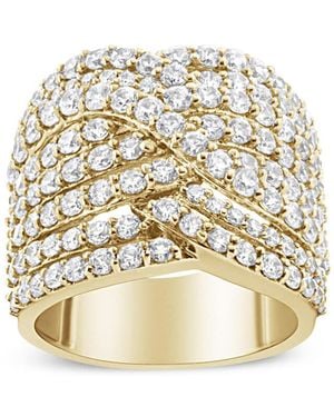 Haus of Brilliance 10K 3.0 Cttw Diamond Eight-Row Bypass Crossover Statement Band Ring - Natural
