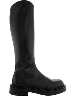 Ferragamo Fontana Leather High Boots - Black