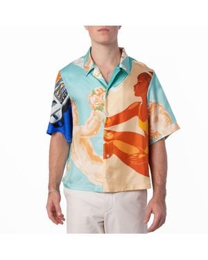 Bally Retro Graphic Silk Camp Shirt, Brand Size 52 Us - Multicolour