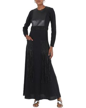 Chloé Ladies Crochet-Trim Long Dress, Brand Size 38 (Us - Black