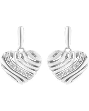 Haus of Brilliance Sterling Heart Diamond Accent Puff Earrings (I-J, I1-I2) - White