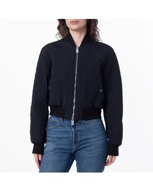 Burberry Cropped Quilted Bomber Jacket - Blue