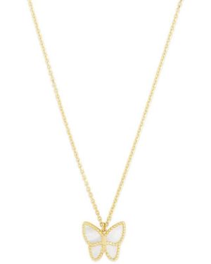 Tresorra 14K Mop Paste Butterfly Pendant Necklace - Metallic
