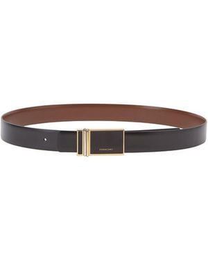 Ferragamo Reversible Rectangular Buckle Belt - Brown