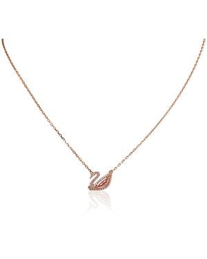 Swarovski Dazzling Swan Necklace, Multi-coloured, Rose- Tone Plated - Metallic
