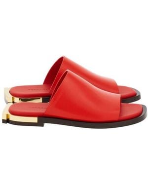 Ferragamo Aline Nappa Leather Slide Sandals - Red
