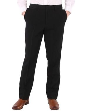 Burberry Slim Fit Silk Satin Detail Wool Tailored Pants, Brand Size 52 (Waist - Black