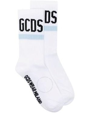 Gcds Logo-Embroidered Ribbed Socks - White