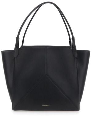Victoria Beckham Victoria Handbag With V Stitching On The Front And Embossed Logo Lettering On The Front - Black