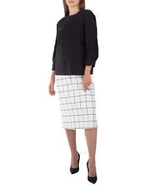 Tibi Ladies Cotton Sateen Square Sleeve Top - Black