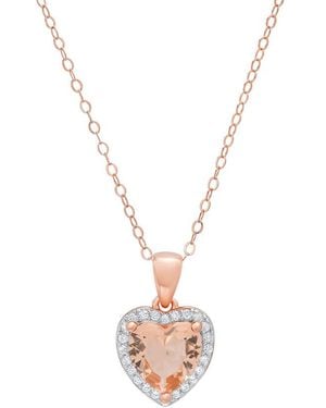 Kylie Harper 14K Rose Over Heart-Cut Morganite Cz Halo Pendant - Metallic