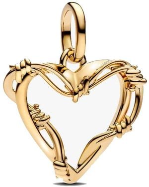 PANDORA 14K-Plated Wire Heart Dangle Charm - Metallic