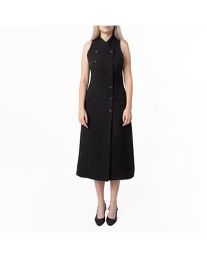 Ferragamo Double-Breasted Sleeveless Dress, Brand Size 40 Us - Black
