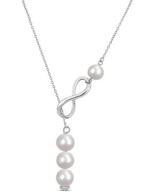 Amour 8-9 Mm Cultured Freshwater Pearl Infinity Lariat Necklace - Metallic