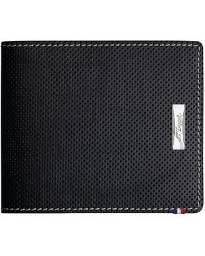 ST Dupont Defi Perforated 6 Card Leather Wallet - Black