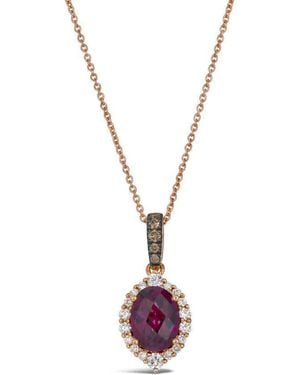Le Vian Ladies Checkerboard Semiprecious Pendant Necklace Set - Metallic