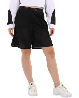 Moncler Ladies Logo-Waistband Shorts - Black