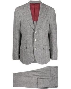 Brunello Cucinelli Medium Herringbone Suit, Brand Size 46 (Us - Grey