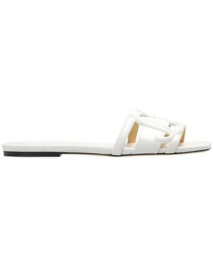 Jimmy Choo Laran Nappa Leather Slides, Brand Size 34.5 Us - White