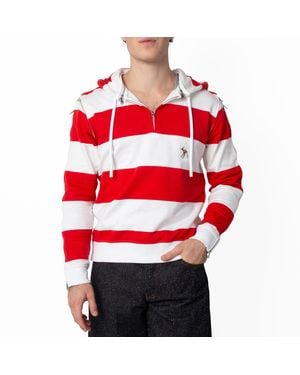 Burberry Zip Detail Striped Cotton Hoodie, Size Xxx-Small (Youth - Red