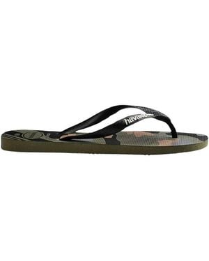 Havaianas Top Camo Open-Toe Flip Flops, Brand Size 39/40 (M W 9/10) - Black