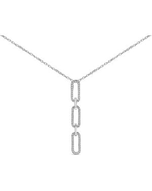 Haus of Brilliance 14K 1/10 Cttw Diamond Triple Paper Clip Pendant Necklace - White