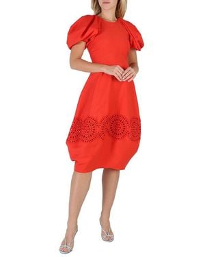Stella McCartney Bright Broderie Anglaise Puff-Sleeve Dress - Red