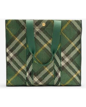 Burberry Medium Check Knitted Tote - Green