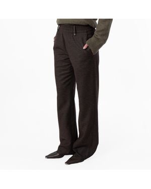 Burberry Elastic-Waist Wool Trousers, Brand Size 4 (Us - Green