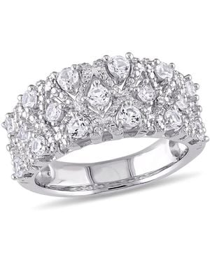 Amour Created Sapphire Pave Lattice Ring - Metallic