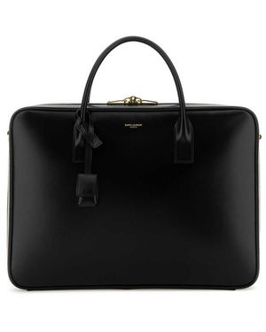 Saint Laurent Leather Large Sac De Jour Handbag - Black