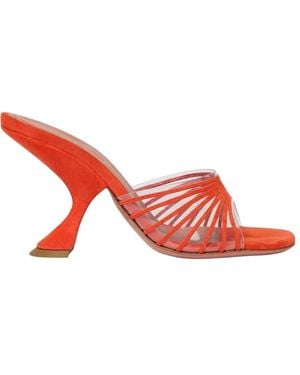 AMINA MUADDI Mookie Suede Pvc Comma-Heel Mules, Brand Size 36 Us - Red