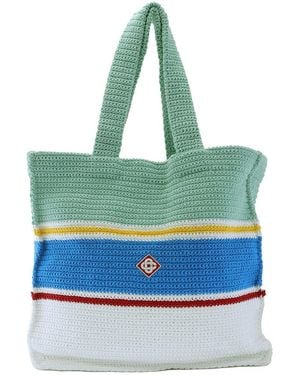 CASABLANCA Multi Crochet Shopper Bag - Blue