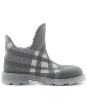 Burberry Check Rubber Marsh Low Boots, Brand Size 36 Us - Grey