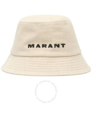 Isabel Marant Ecru Haley Embroidered Bucket Hat - Natural