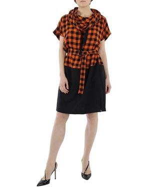 KENZO Wool Blend Check Snood Dress, Brand Size 38 (Us - Black