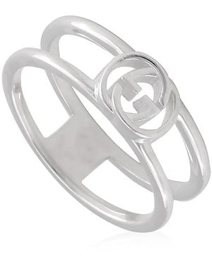 Gucci Ladies Sterling Interlocking G 6Mm Ring - Metallic