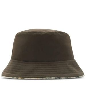 Burberry Check Fleece Reversible Bucket Hat - Green