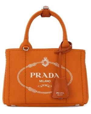 Prada Canvas Mini Jardiniere Re Handbag - Orange