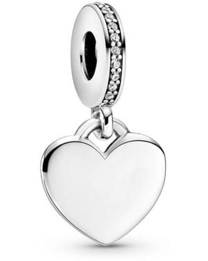 PANDORA Ladies Engravable Heart Tag Dangle Charm - White
