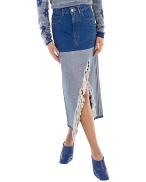 Marni Bleached Coated Denim Midi Skirt - Blue